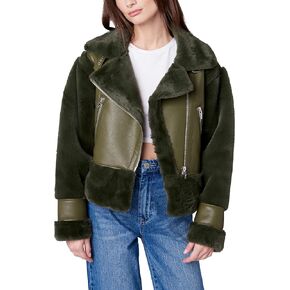 [BLANKNYC] Womens Vegan Leather Bonded Moto Jacket