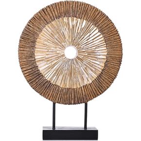 XMGZQ Wood Color Minimalist Round Statue above Cabinet Decor Kitchen, Modern Decorative Sculpture Home Decorations for Living Room Coffee Table, Office Decor Items, Center Pieces Decoration