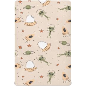 Alien Fitted Crib Sheet for Baby Boys Girls, Extra Soft Breathable Nursery Bedding Sheet for Standard Crib and Toddler Mattresses, 28 x 52 in