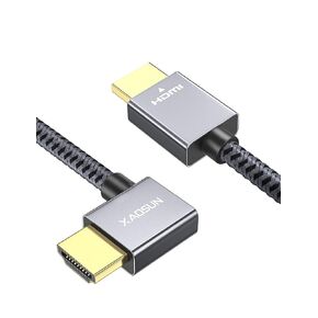 XAOSUN Right Angle HDMI 2.1 Cable 6.6FT, 48Gbps Ultra High Speed HDMI Cord Support 8K@60Hz 4K@120Hz Dynamic HDR eARC HDCP 2.2& 2.3 HDR10, Compatible with PS5,PS4,X-Box,Roku TV,HDTV,Blu-ray,LG,Samsung
