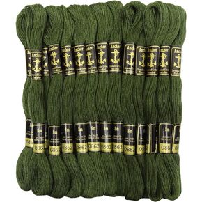 Anchor Cross Stitch Hand Embroidery Stranded Cotton Floss Thread 25 Skeins-Olive Green