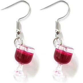 Acrylic 3d Simulation Wine Glass Dangle Earrings For Women Girls Miniature Beer Champagne Whiskey Earrings Cute Food Juice Creative Party Jewelry