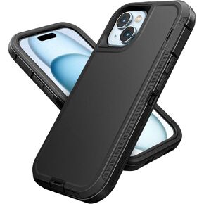 Jelanry Case for iPhone 15 Plus 5G, Heavy Duty Rugged Dual-Layer Protection Phone Case [USB C Port Anti-dust] [Scratch] [Shockproof] Matte Armor Back Cover for Apple iPhone 14/15 Plus 6.7 inch, Black