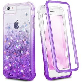 Ruky for iPhone 7 8 Case, Full Body Case for Girls Women Glitter Liquid with Built-in Screen Protector Protective Phone Case for iPhone 6/6s/7/8/SE 2020 & SE 2022, Aqua