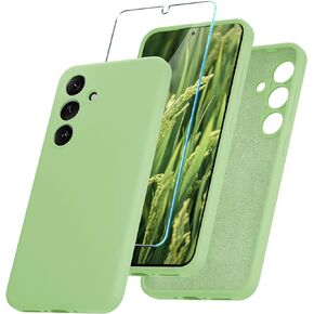 for Samsung Galaxy A35 5G Case, Silicone Phone Case with 1 Screen Protector, Soft Anti-Scratch Microfiber Lining, Full Body Shockproof Slim Cover, Black