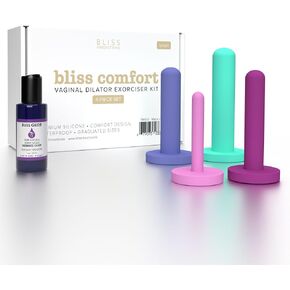 Comfort 4-Dilator Kit - Premium Soft Silicone - Pelvic Floor Muscle Dilator Exerciser Trainer Set - 4-Pack Sizes 1-4 - Glide Personal Moisturizer Included - $8 Value!