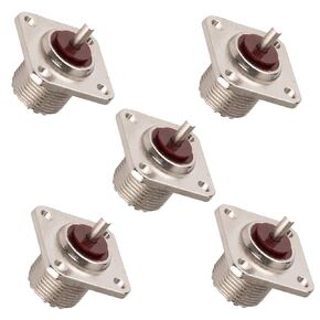 5pcs UHF Female Jack Solder SO-239 4-Hole Panel Chassis Mount Coax RF Connector