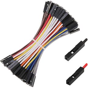 Breadboard Jumper Wires 22AWG Female to Male Pack of 120 Pieces Red and Black Jumpers, Square Head 0.1'' 10 Colors (10CM, M/F)