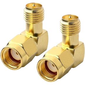 Boobrie 90 Degree Reverse Polarity SMA Coax Adapter RP SMA Male to RP-SMA Female Right Angle Connector for Audio FPV Drone Antennas Radio Video 2-Pack