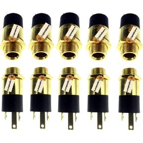 Lsgoodcare 20PCS 3.5MM 1/8 Inch Gold Gold Plated Stereo Jack Panel Mount Connector