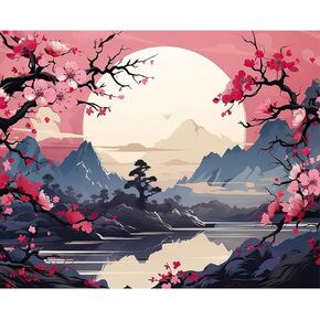 YIYUE Paint by Number for Adults Beginner, DIY Gift Canvas Painting Kits for Boys Girls, Moon Oil Painting Kit, DIY Acrylic Paint Adult Crafts for Gift Home Wall 16x20inch, No.2