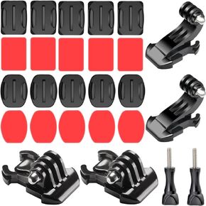 Helmet Adhesive Sticky Curved & Flat Mounts, Buckles and Thumb Screws Accessory Kit Compatible for Most Action Cameras, Helmet Base Adhesive Tripod Adapter Mount