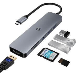 Type C Hub 6-in-1 SUTOUG Docking Station with 4K HDMI Output, SD/TF Card Reader, USB 3.0 Up to 5Gpbs, Compatible for Laptop and Other Type C Devices
