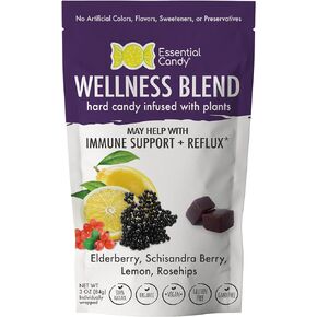 Wellness Blend | Immune Support Organic Candy, Relieves Reflux,Cold & Flu- Elderberry, Schisandra Berry, Lemon, Rosehips - Gluten-Free, Non-GMO, Vegan - 24 Count (Pack of 1)