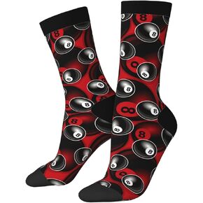 Billiards Pool 8 Ball Symbol Unisex Novelty Graphic Crew Tube Socks Casual Athletic Socks For Men Women