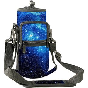 AMARY Water Bottle Carrier Holder Bag 25oz/40oz, Adjustable Shoulder & Hand Strap and Pocket,Sports Water Bottle Accessories for Walking Camping Travel work (Birds, 25 OZ)