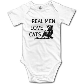 Real Men Love Cats Boys Girls Baby Outfits Organic (White, 0-3 Months)