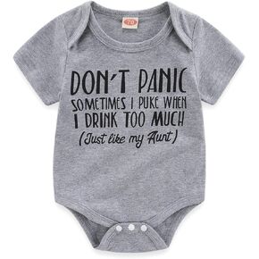Gajaous Baby Boys Girls Romper Summer Clothes Kids Jumpsuit Playwear Don't Panic Letter Printed Infant Aunt Bodysuit in Kuwait