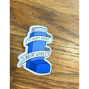 3" BLUE sticker for laptop, asthma awareness, wheezy, sticker,