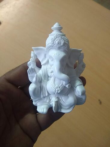 3.5 بوصة لورد غانيش | تمثال غانيشا منحوت بتفاصيل رائعة مع لمسة نهائية من الرخام الأبيض - غانيش أيدول للسيارة | ديكور المنزل | ماندير | هدية | إله هندوسي أيدول in Kuwait