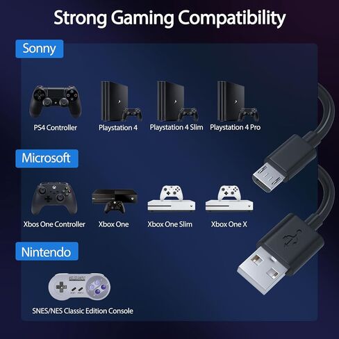 15FT PS4 Controller Charging Cable Compatible with Xbox One Controller,PS4 Charger Cord for Playstation-4,PS 4 Slim/Pro,Dualshock 4,Fire Stick,Game Accessories Micro-USB Data Cord for X-box One S / X in Saudi Arabia