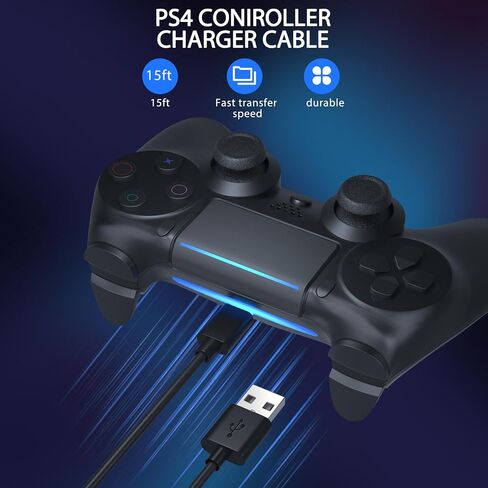 15FT PS4 Controller Charging Cable Compatible with Xbox One Controller,PS4 Charger Cord for Playstation-4,PS 4 Slim/Pro,Dualshock 4,Fire Stick,Game Accessories Micro-USB Data Cord for X-box One S / X in Saudi Arabia