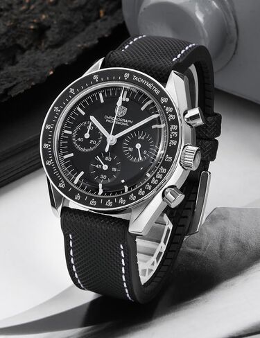 watchdives WD1861 ساعة كرونوغراف للرجال اليابان VK63 ساعات كوارتز رياضية 40 ملم ساعة يد كريستال الياقوت الفقاعي 100 متر ساعة غوص مع حزام ساعة مطاطي أسود in Kuwait