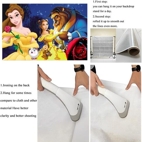 Beauty Happy Birthday Banner Backdrop Background for Princess Belle Party Supplies Decorations(5x3ft) in Saudi Arabia