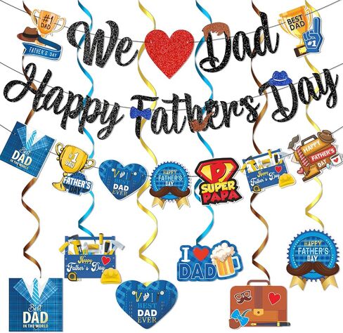 لافتة عيد الأب السعيدة من We Love Dad، ديكورات يوم الأب لحفلات عيد الأب، ديكورات حفلات عيد الأب السعيد، ديكورات لافتة عيد الأب السعيد لديكورات المكتب والأب الخارق in Kuwait