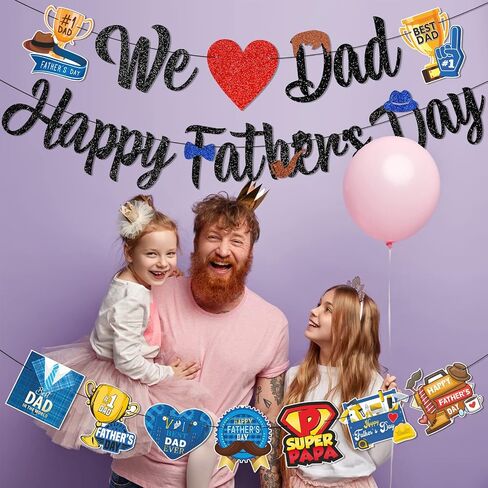 لافتة عيد الأب السعيدة من We Love Dad، ديكورات يوم الأب لحفلات عيد الأب، ديكورات حفلات عيد الأب السعيد، ديكورات لافتة عيد الأب السعيد لديكورات المكتب والأب الخارق in Kuwait