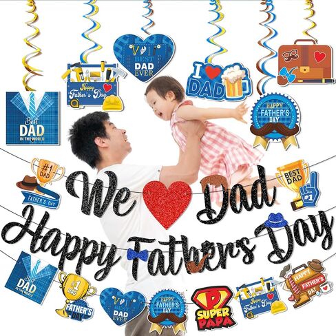 لافتة عيد الأب السعيدة من We Love Dad، ديكورات يوم الأب لحفلات عيد الأب، ديكورات حفلات عيد الأب السعيد، ديكورات لافتة عيد الأب السعيد لديكورات المكتب والأب الخارق in Kuwait