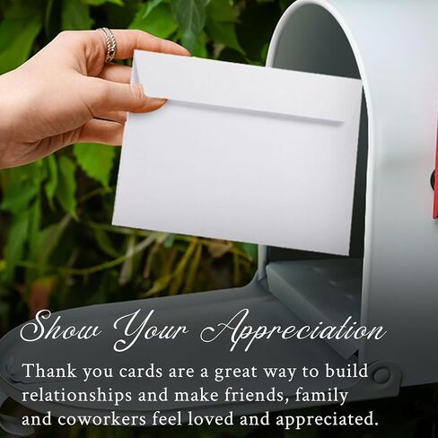 Oaklyn 48 Pack Thank You Cards with Envelopes 4"x 5.25" for Weddings, Baby Shower, Birthday Parties, Business, and Graduation Thank You Cards Blank - Black and White in Saudi Arabia