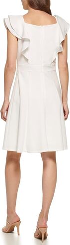 DKNY Women's Double Ruffle Sleeve Fit and Flare Dress in Saudi Arabia