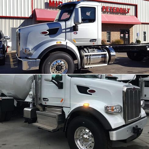 لـ 2013-2017 Kenworth T680 2011-2015 Kenworth T700، 2014-2015 Kenworth T880، 2015-2019 Peterbilt 567 Amber LED عدسة شفافة المصد الأمامي للراكب الجانبي مصباح إشارة الانعطاف in Kuwait