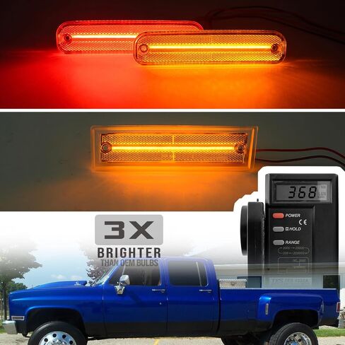 NSLUMO Led Side Marker Lights for 1981-1991 Chevy C/K C30 K30 GMC C3500 K3500 Dually Trucks Amber Front & Rear Red Side Clearance Lamps 6pcs Clear Lens OEM Bumper Sidemarker Light Kit in Saudi Arabia