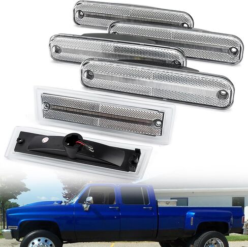 NSLUMO Led Side Marker Lights for 1981-1991 Chevy C/K C30 K30 GMC C3500 K3500 Dually Trucks Amber Front & Rear Red Side Clearance Lamps 6pcs Clear Lens OEM Bumper Sidemarker Light Kit in Saudi Arabia