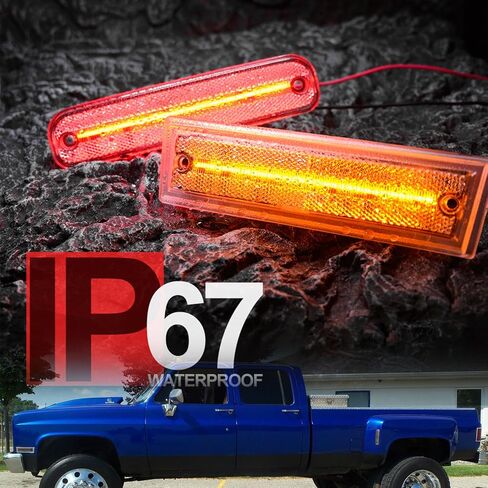 NSLUMO Led Side Marker Lights for 1981-1991 Chevy C/K C30 K30 GMC C3500 K3500 Dually Trucks Amber Front & Rear Red Side Clearance Lamps 6pcs Clear Lens OEM Bumper Sidemarker Light Kit in Saudi Arabia