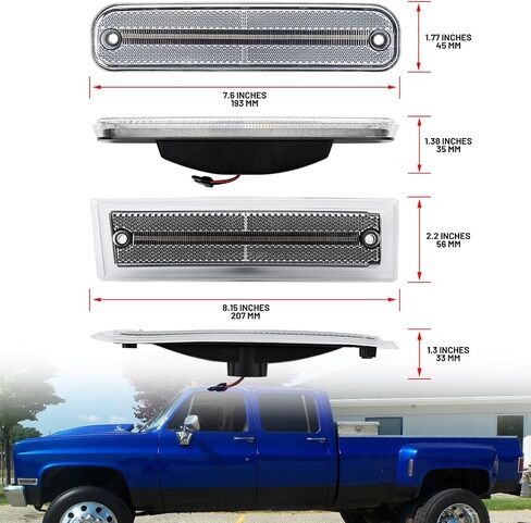 NSLUMO Led Side Marker Lights for 1981-1991 Chevy C/K C30 K30 GMC C3500 K3500 Dually Trucks Amber Front & Rear Red Side Clearance Lamps 6pcs Clear Lens OEM Bumper Sidemarker Light Kit in Saudi Arabia