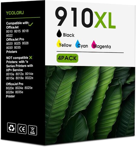 910 XL Ink for HP 910XL Ink Cartridges Combo Pack, 910XL Ink Cartridges for HP Printers Replacement for hp Printers OfficeJet Pro 8010 8015 8018 8022 8020 8025 8028 8035 (Bk/C/M/Y, 4 Pack) in Saudi Arabia