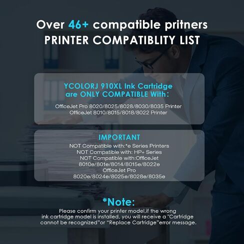 910 XL Ink for HP 910XL Ink Cartridges Combo Pack, 910XL Ink Cartridges for HP Printers Replacement for hp Printers OfficeJet Pro 8010 8015 8018 8022 8020 8025 8028 8035 (Bk/C/M/Y, 4 Pack) in Saudi Arabia