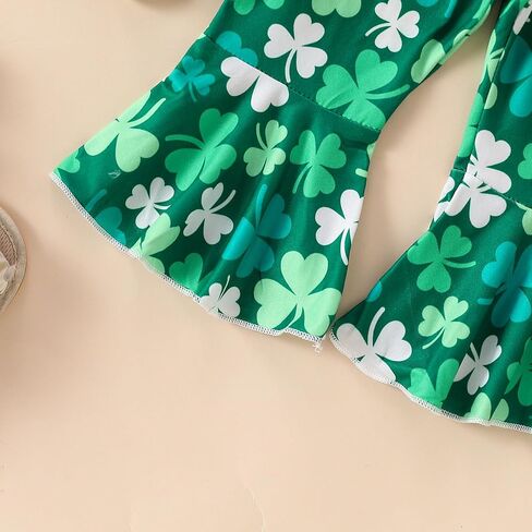 My First St Patrick's Day Newborn Baby Girl Set Threaded Raglan Top + Clover Flared Pants Headband Set in Kuwait