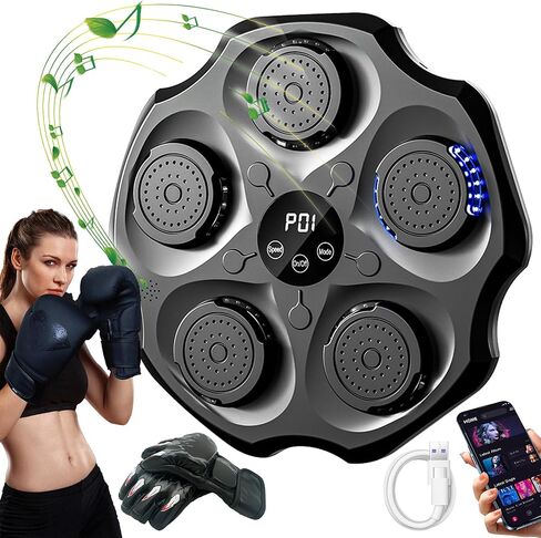 Music Boxing Machine with Boxing Gloves, 2024 Newest Wall-Mounted Smart 9-Speed Electronic Bluetooth Boxing Training Equipment, Home Gym Games for Adults and Kids to Practice Boxing Targets in Saudi Arabia
