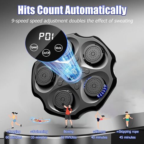 Music Boxing Machine with Boxing Gloves, 2024 Newest Wall-Mounted Smart 9-Speed Electronic Bluetooth Boxing Training Equipment, Home Gym Games for Adults and Kids to Practice Boxing Targets in Saudi Arabia