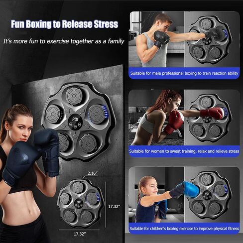 Music Boxing Machine with Boxing Gloves, 2024 Newest Wall-Mounted Smart 9-Speed Electronic Bluetooth Boxing Training Equipment, Home Gym Games for Adults and Kids to Practice Boxing Targets in Saudi Arabia