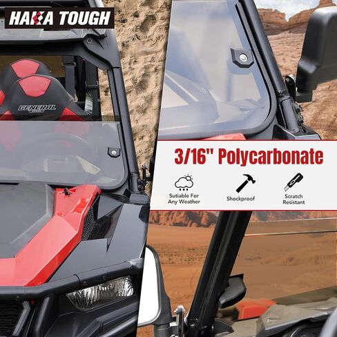 HAKA TOUGH Utv Front Half Windshield for Polaris General 1000/XP/XP 4 2016-2023, Hard Polycarbonate Front Half Windshield Tinted for Polaris General 1000/General 4 1000 Accessories in Saudi Arabia