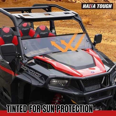 HAKA TOUGH Utv Front Half Windshield for Polaris General 1000/XP/XP 4 2016-2023, Hard Polycarbonate Front Half Windshield Tinted for Polaris General 1000/General 4 1000 Accessories in Saudi Arabia