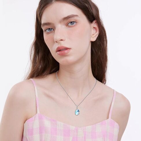 Blue Butterfly Necklace for Women Girls 925 Sterling Silver Butterfly Moonstone Necklace Teardrop Pendant Jewelry Gifts for Butterfly Lovers in Saudi Arabia
