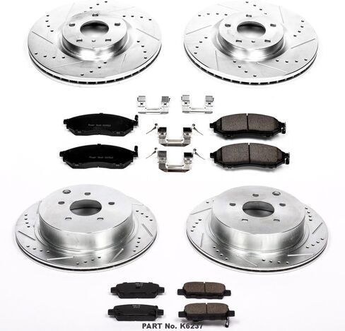 Power Stop K6237 Front and Rear Z23 Carbon Fiber Brake Pads with Drilled & Slotted Brake Rotors Kit in Saudi Arabia