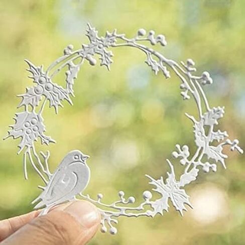Cutting Dies for Card Making, YunTrip Bird Holly Wreath Metal Cutting Dies for DIY Scrapbooking Album Embossing Photo Craft Paper Cards Decorative Craft Card Making Accessories Scrapbooking Die-Cuts in Saudi Arabia