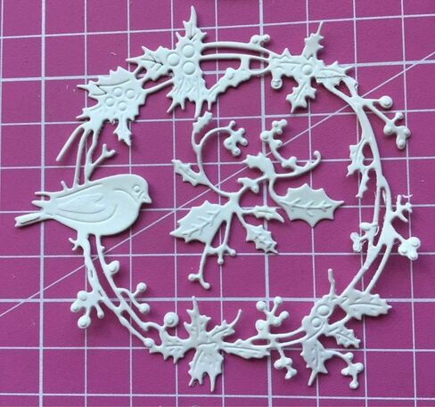 Cutting Dies for Card Making, YunTrip Bird Holly Wreath Metal Cutting Dies for DIY Scrapbooking Album Embossing Photo Craft Paper Cards Decorative Craft Card Making Accessories Scrapbooking Die-Cuts in Saudi Arabia